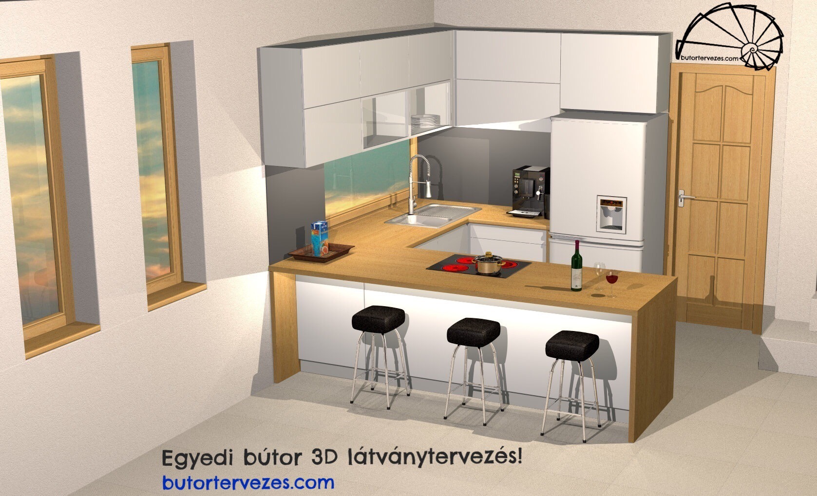 Egyedi konyhabútor 3D fotorealisztikus látványterv